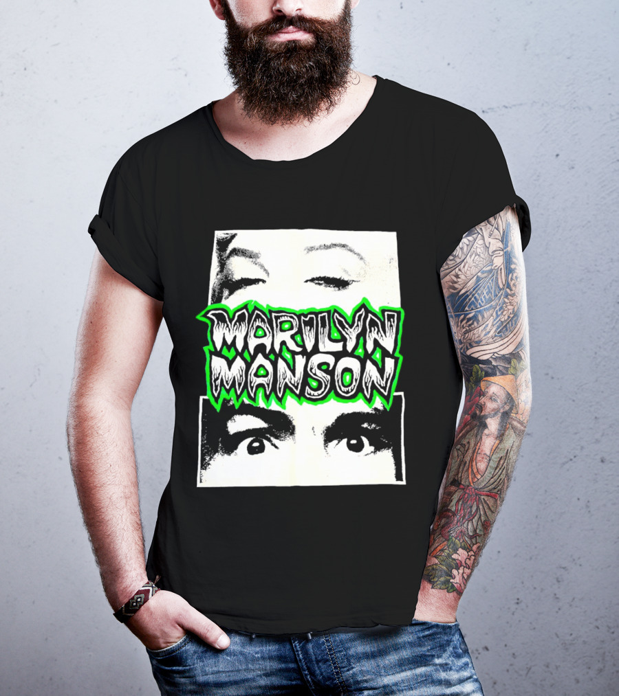 Marilyn Manson Face Illusion With Eyes Contrast T-Shirt