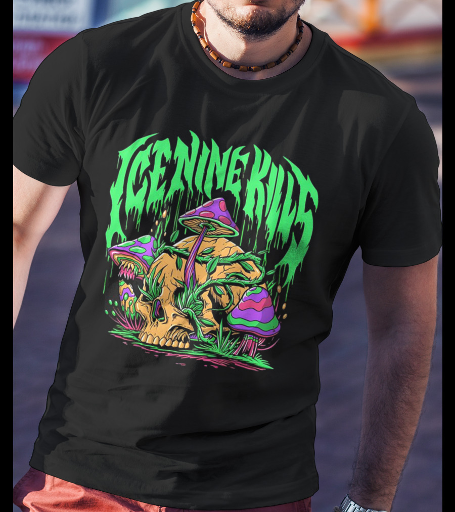 Ice Nine Kills Skull With Psychedelic Mushrooms T-Shirt