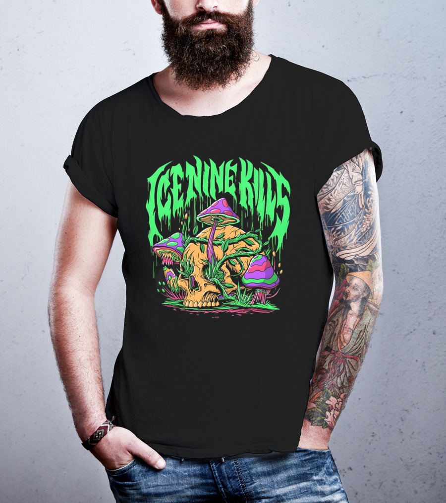 Ice Nine Kills Skull With Psychedelic Mushrooms T-Shirt