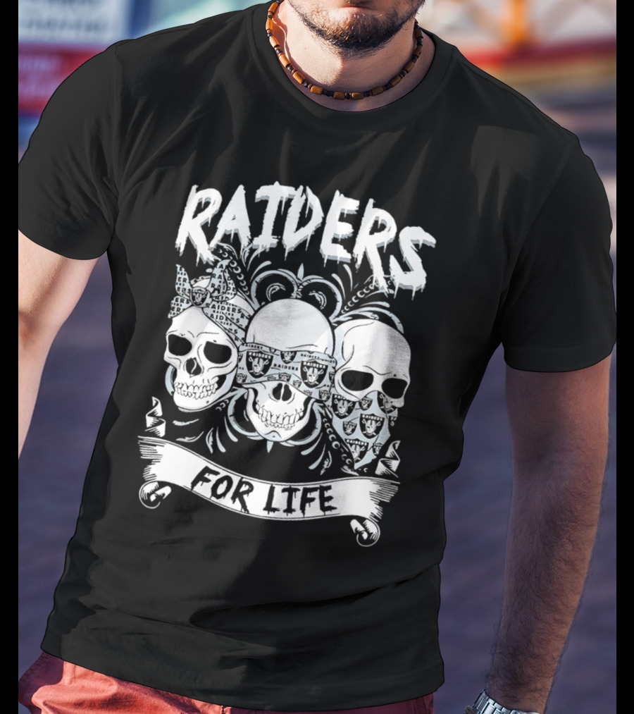 Raiders Skulls Bandana For Life T-Shirt