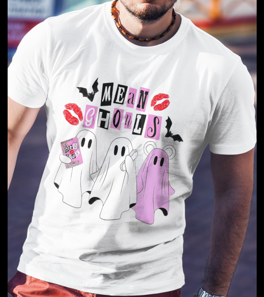 Mean Girls Mean Ghouls Halloween Boo Sheet Lipstick Bat Ghosts T-Shirt