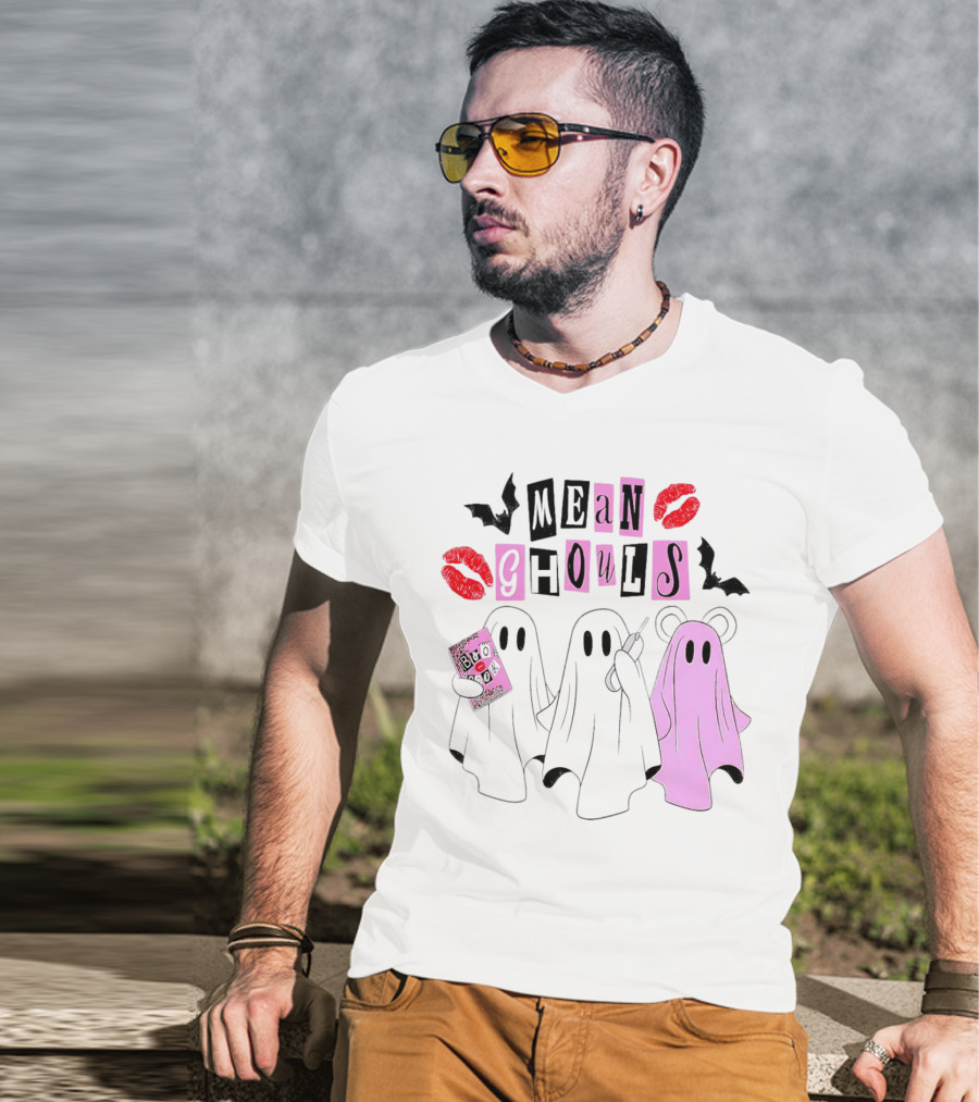Mean Girls Mean Ghouls Halloween Boo Sheet Lipstick Bat Ghosts T-Shirt