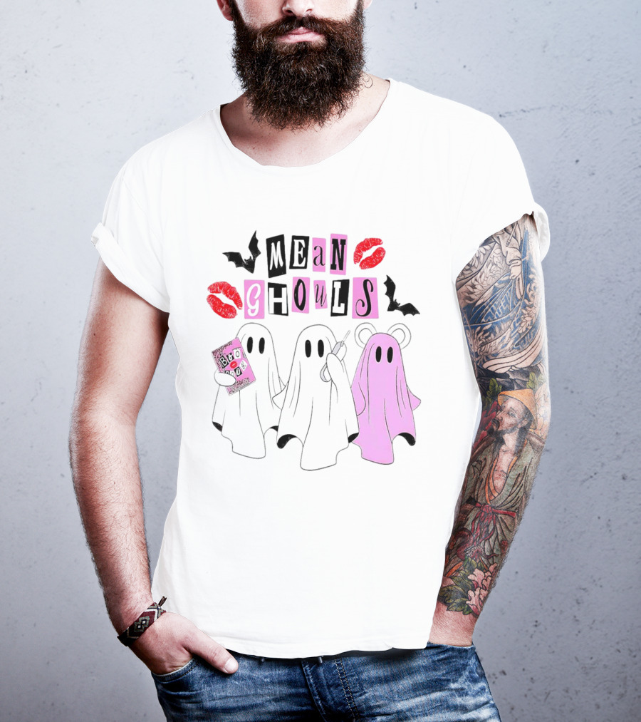 Mean Girls Mean Ghouls Halloween Boo Sheet Lipstick Bat Ghosts T-Shirt
