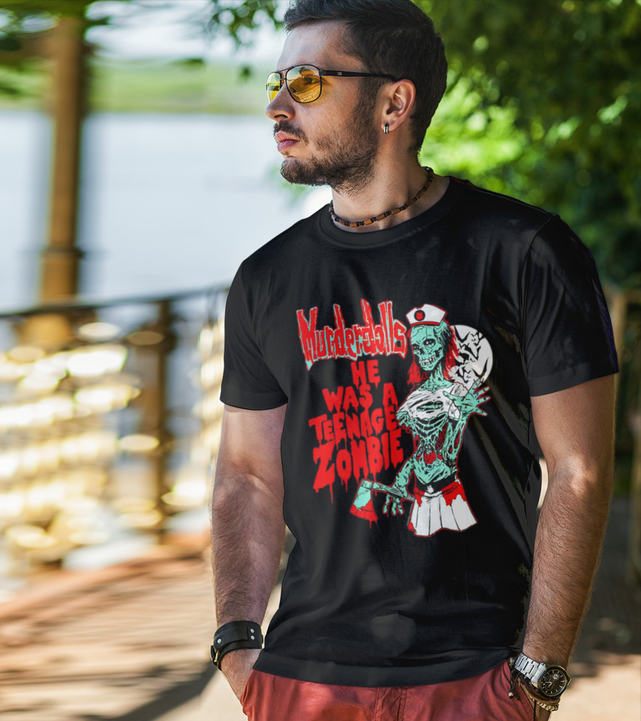 Murderdolls He Was A Teenage Zombie Nurse With Axe And Moon T-Shirt