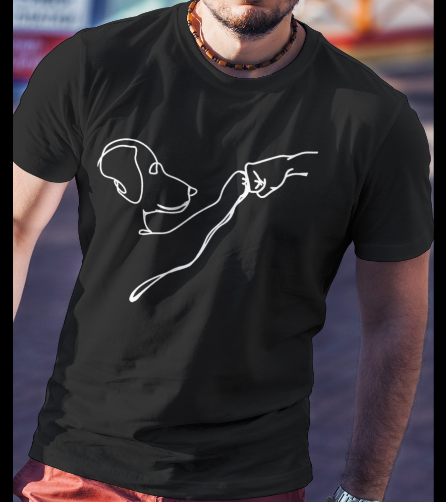 Dog High Five Sketch Outline T-Shirt