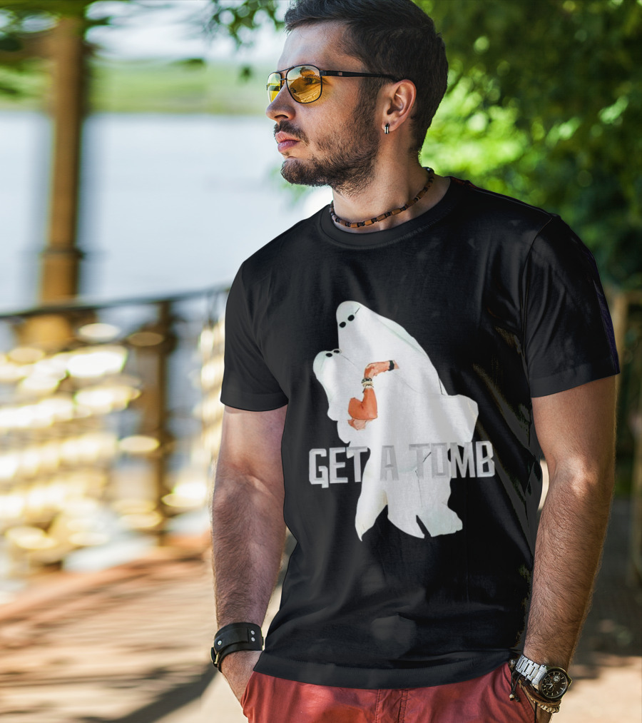 GET A TOMB Ghosts Carrying Figure Halloween Humor T-Shirt