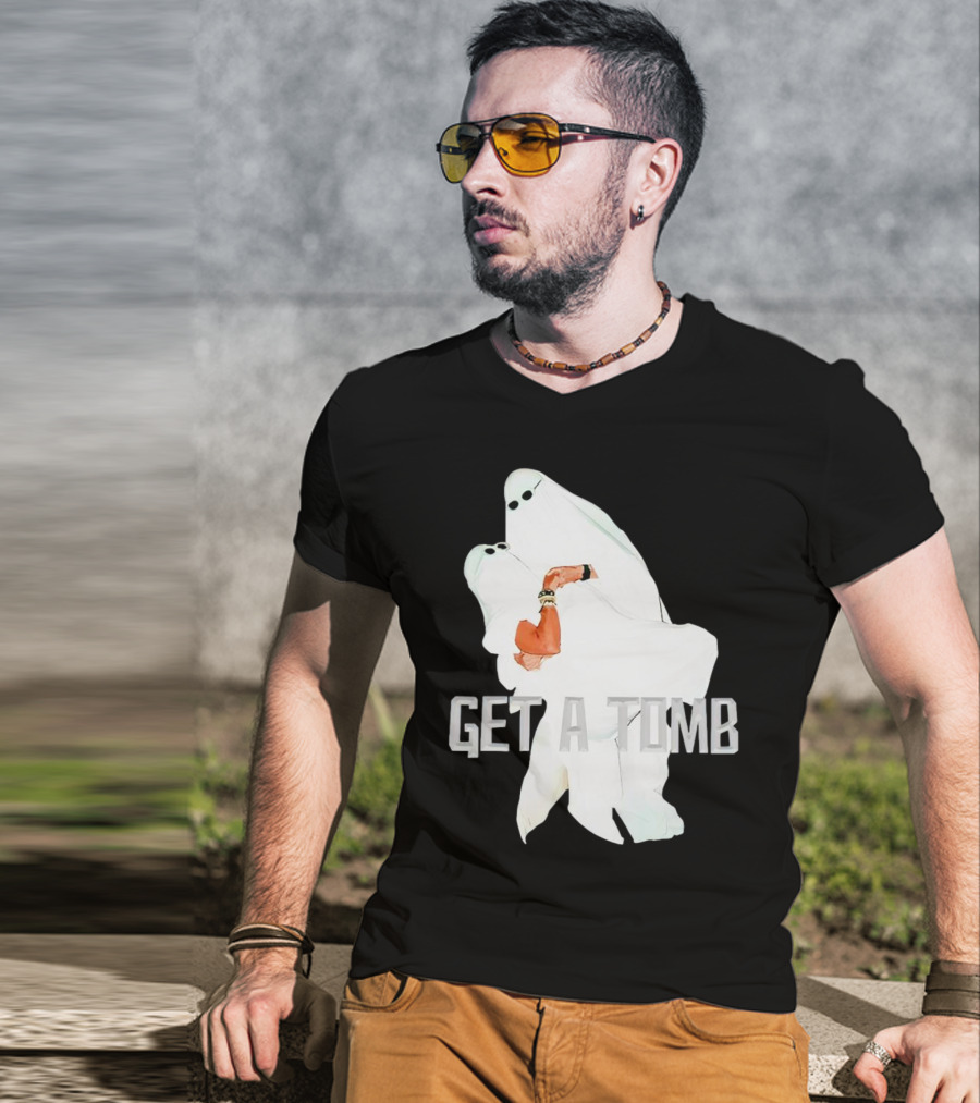 GET A TOMB Ghosts Carrying Figure Halloween Humor T-Shirt