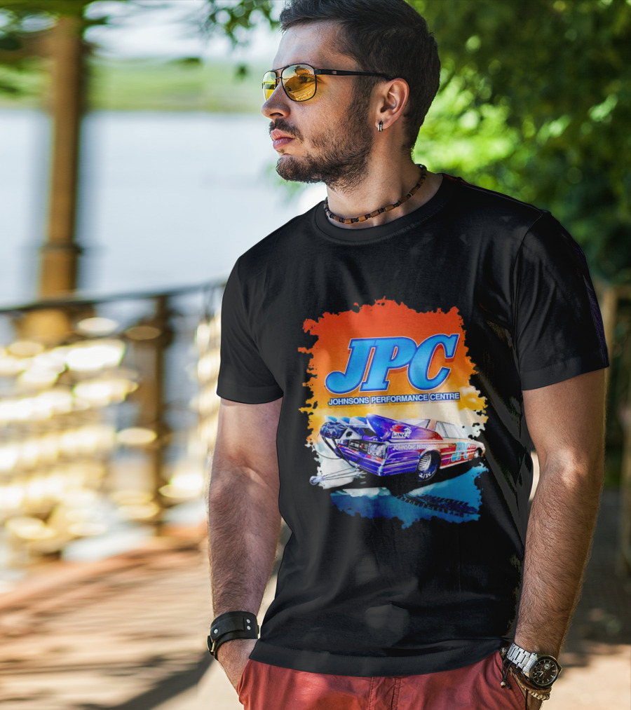 JPC Johnson’s Performance Centre Racing Car And Tire Marks T-Shirt