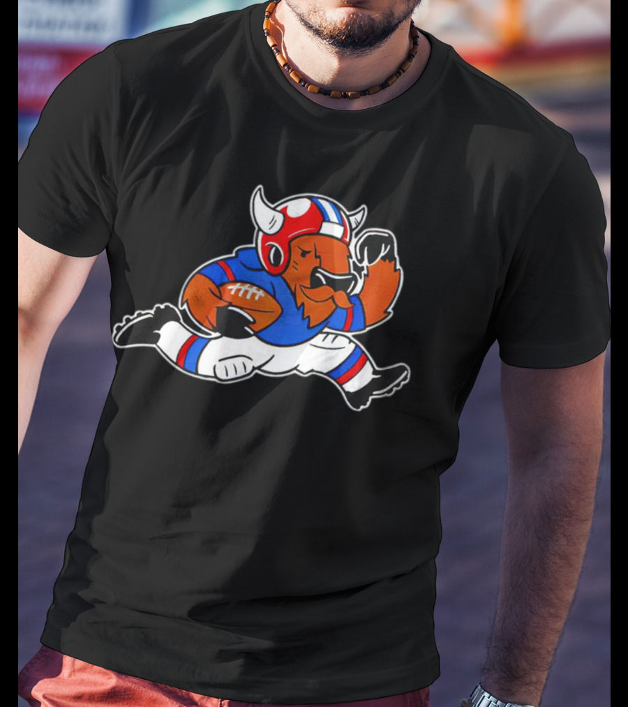 Running Buffalo Football Player In Blue And Red Helmet Monopolizing Wins T-Shirt
