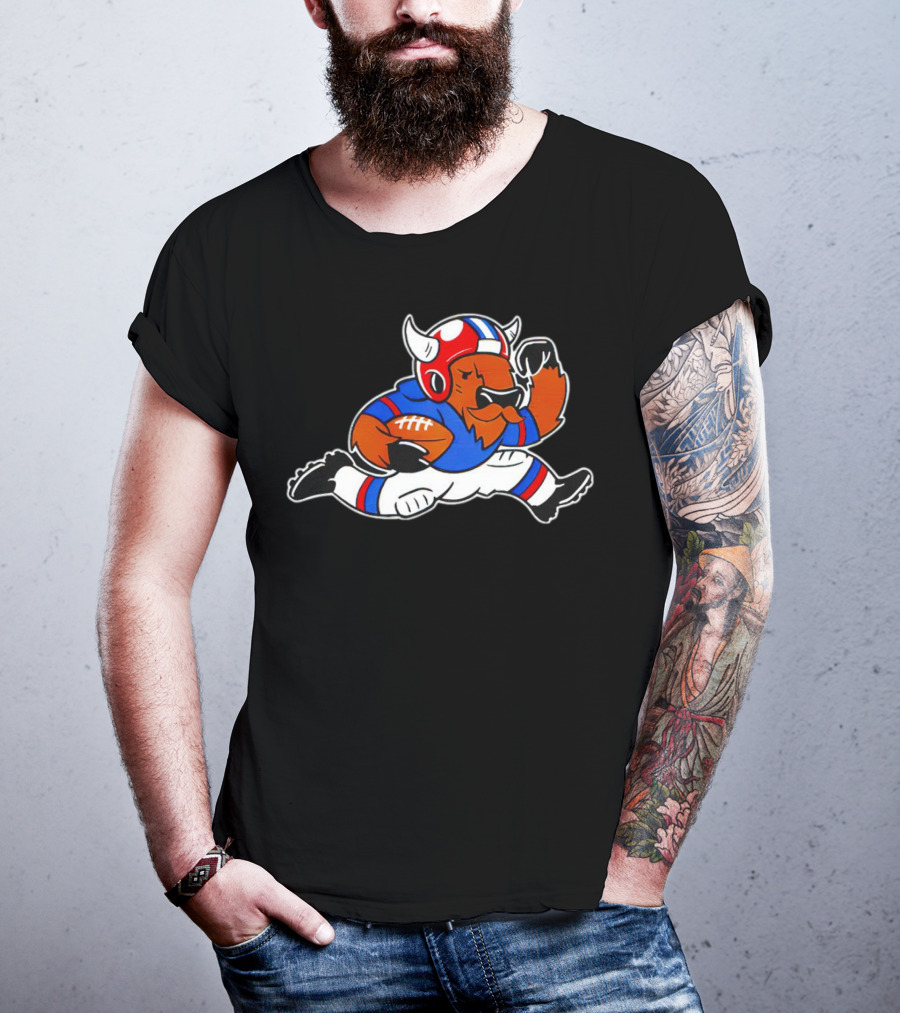 Running Buffalo Football Player In Blue And Red Helmet Monopolizing Wins T-Shirt