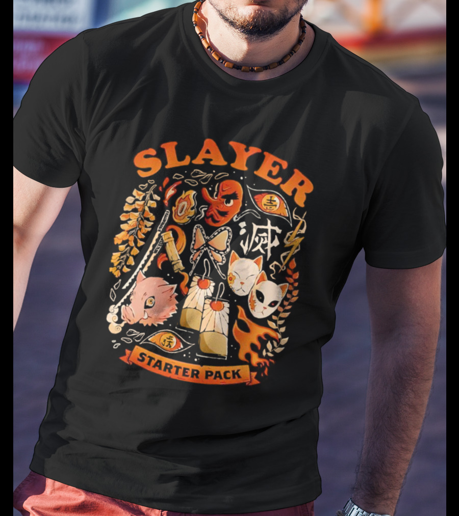 Slayer Starter Pack Kimetsu No Yaiba Symbols And Masks Collection T-Shirt