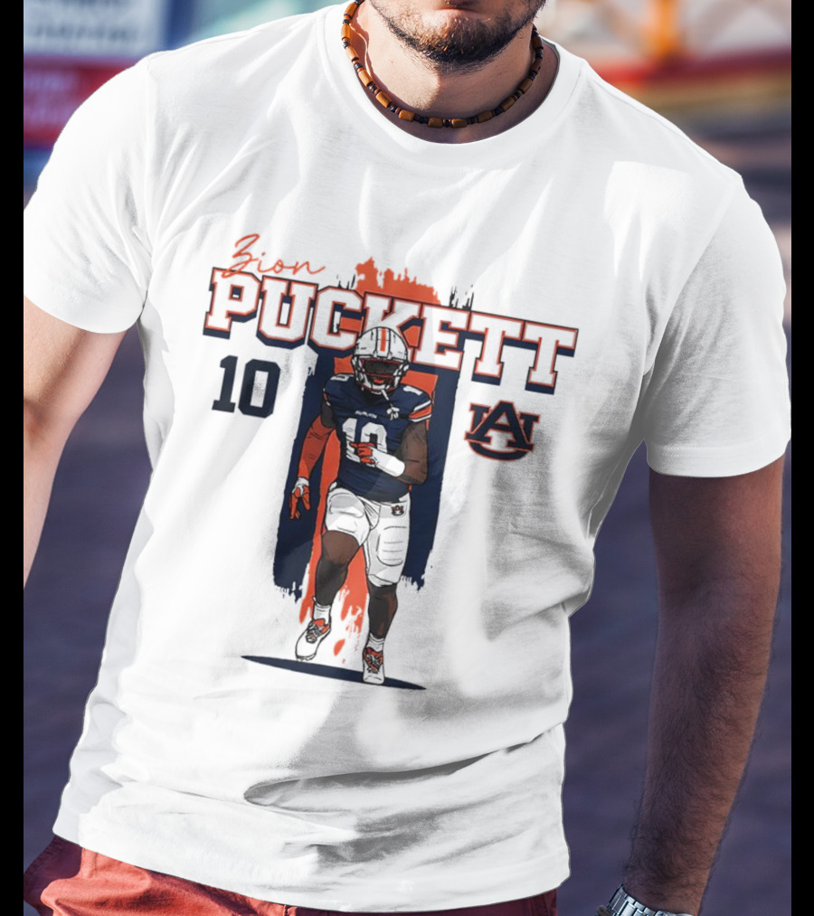 Zion Puckett Auburn Tigers 10 Caricature T-Shirt