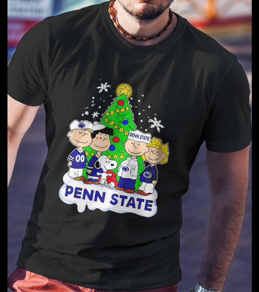 Peanuts Penn State Christmas Nittany Lions Snoopy And Friends Holiday Tree T-Shirt