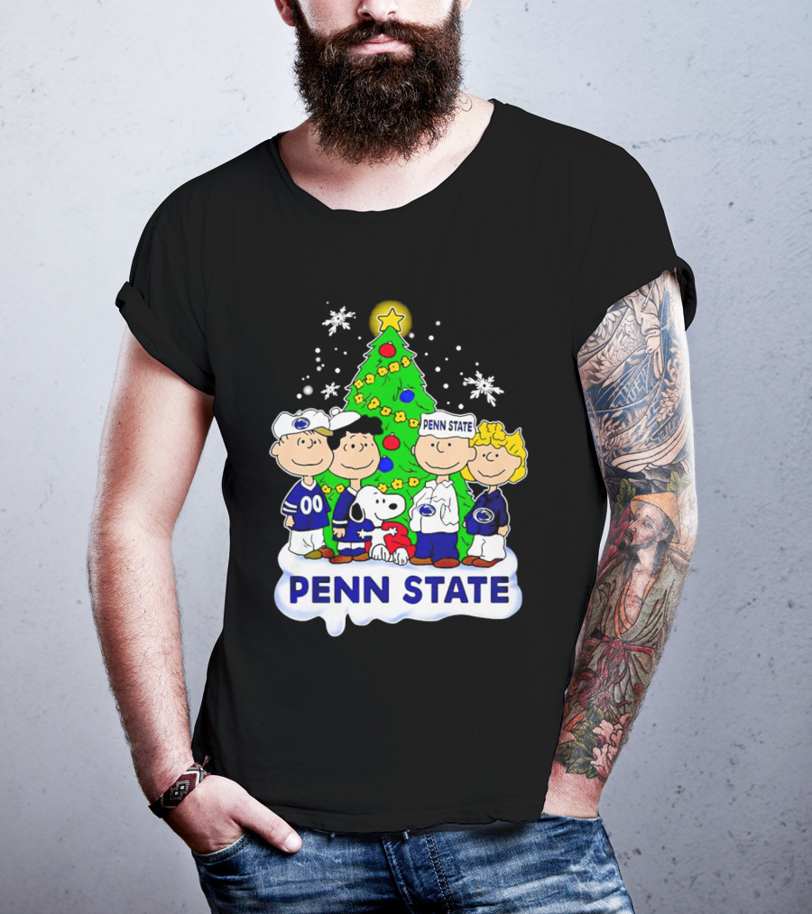 Peanuts Penn State Christmas Nittany Lions Snoopy And Friends Holiday Tree T-Shirt