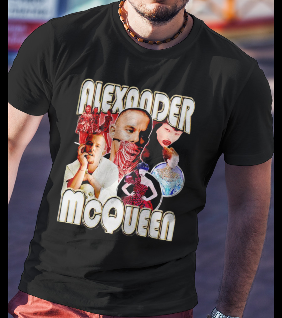 Alexander McQueen Fashion Iconography And Portrait Collage T-Shirt