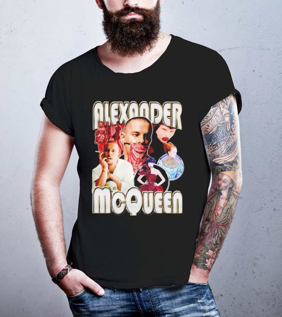 Alexander McQueen Fashion Iconography And Portrait Collage T-Shirt