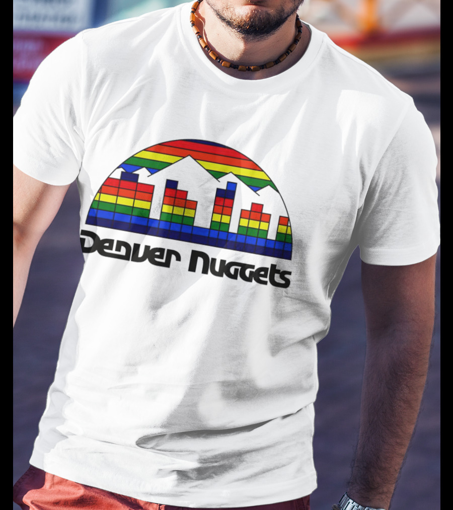 Denver Nuggets Skyline Rainbow Vintage Retro Classic T-Shirt