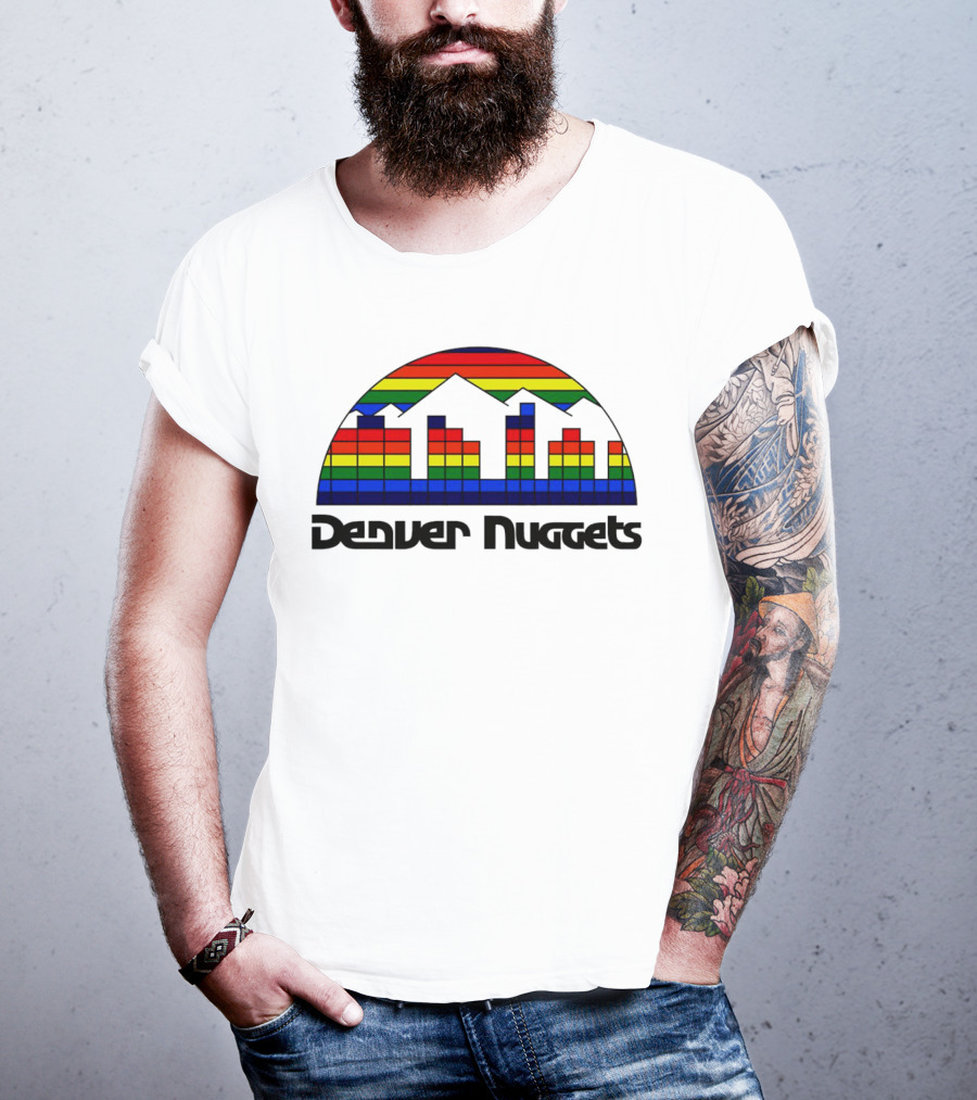 Denver Nuggets Skyline Rainbow Vintage Retro Classic T-Shirt