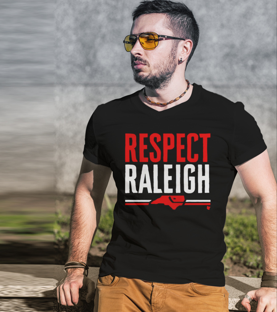 Respect Raleigh North Carolina Map Outline T-Shirt