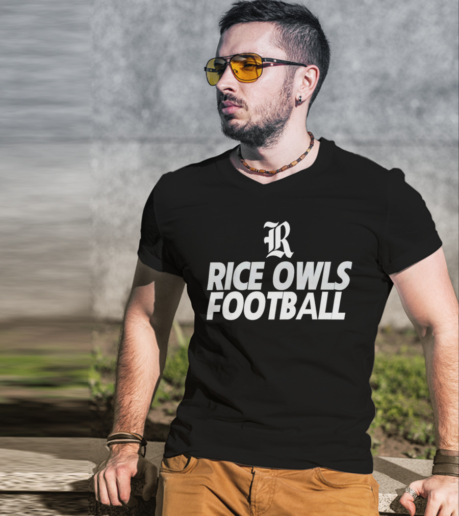 Rice Owls Football Logo With Stylized R T-Shirt
