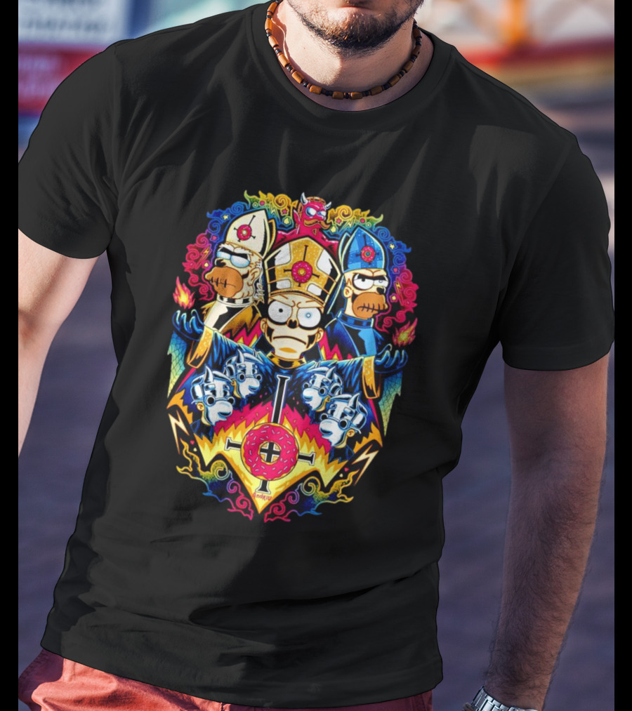The Simpsons Papa Caramba Homer Papal Trio Psychedelic T-Shirt