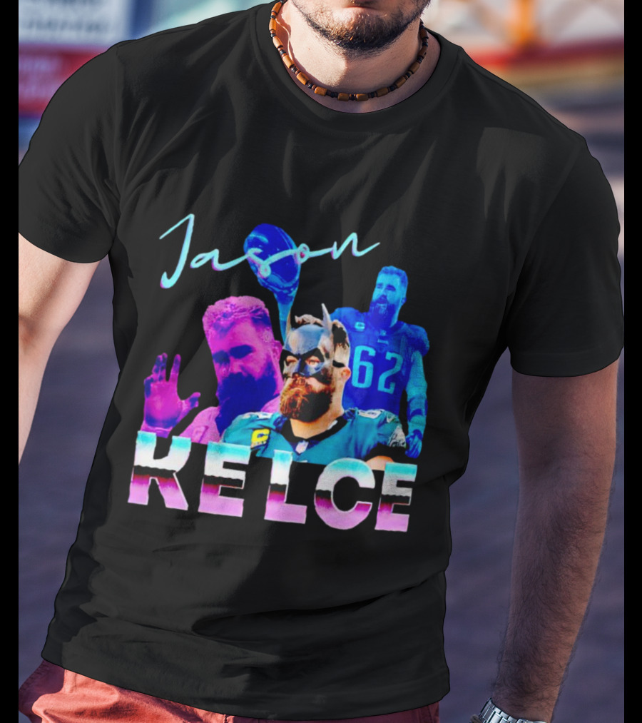 Jason Kelce Philadelphia Eagles Football Player Retro Collage T-Shirt