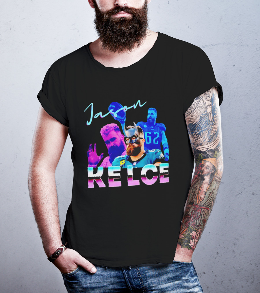 Jason Kelce Philadelphia Eagles Football Player Retro Collage T-Shirt