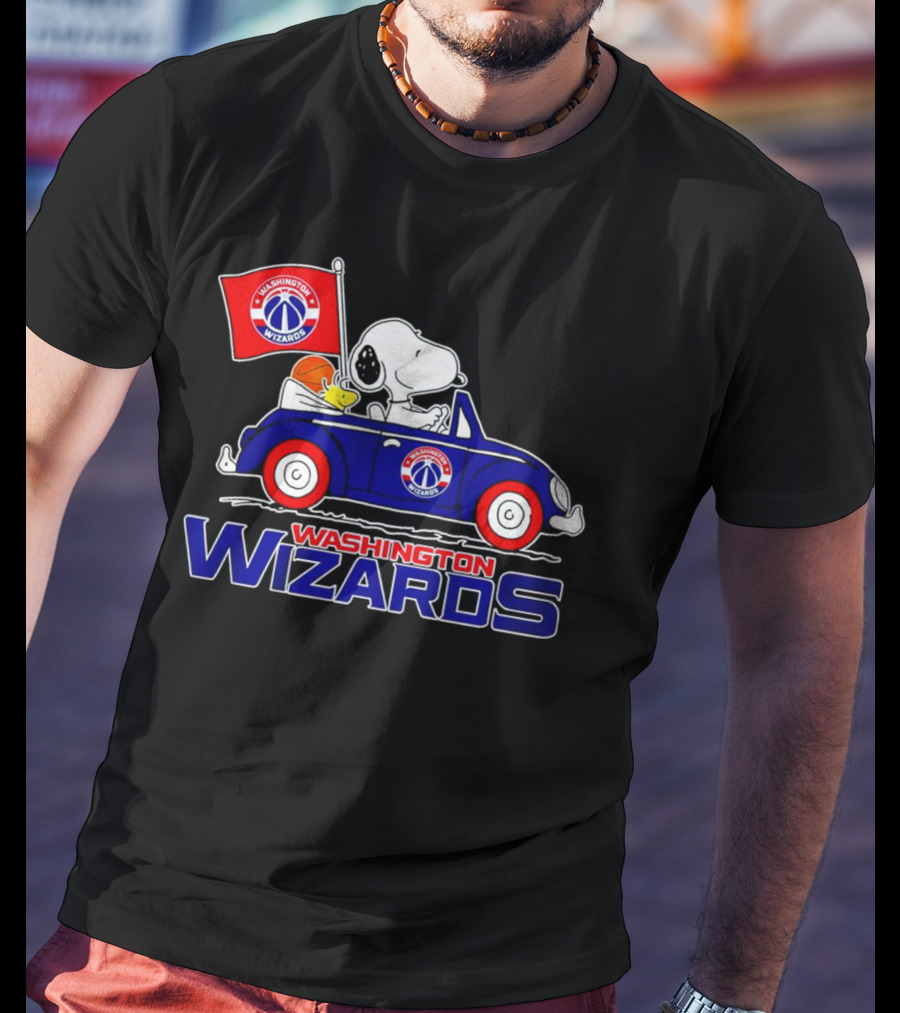 Washington Wizards Snoopy Driving Car With Basketball T-Shirt