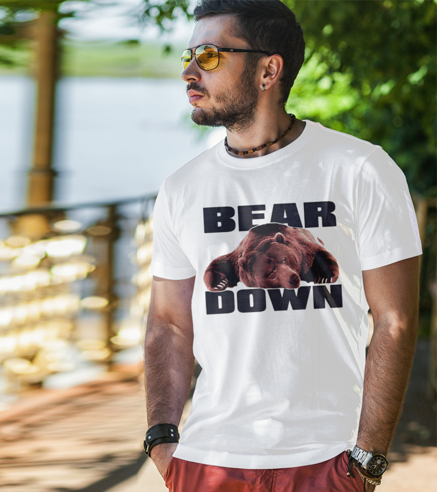 Bear Down Lazy Bear Image T-Shirt