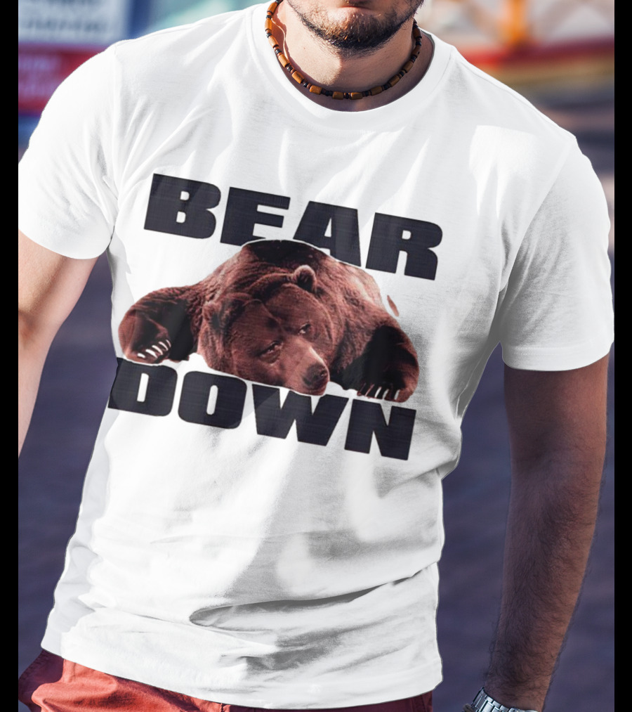 Bear Down Lazy Bear Image T-Shirt