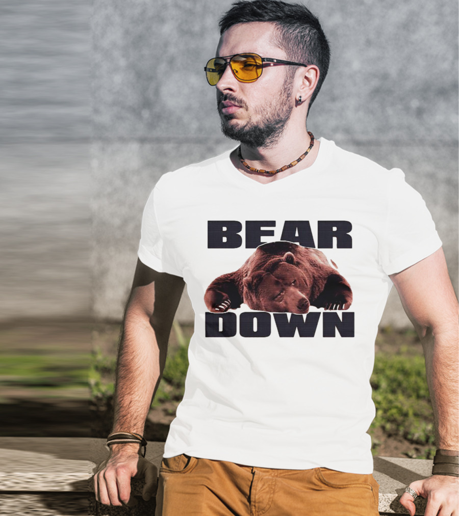 Bear Down Lazy Bear Image T-Shirt