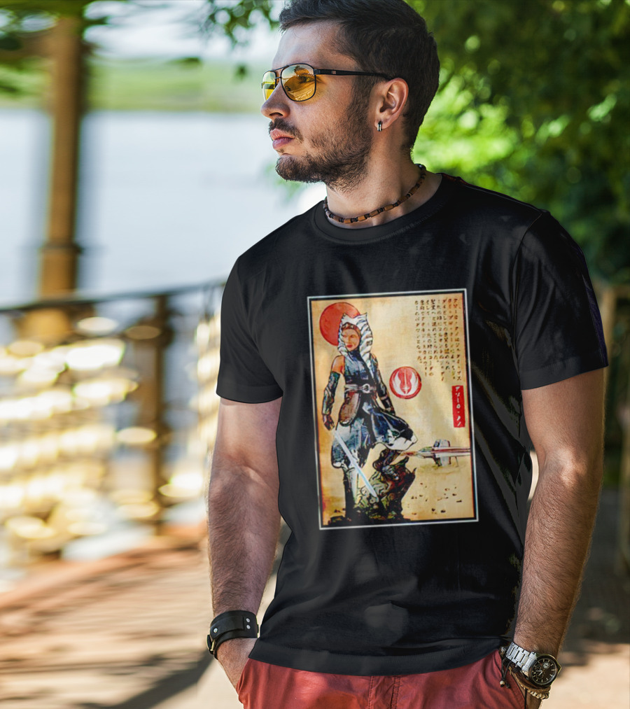 The Way Of Fulcrum Ahsoka Tano Jedi Order Katana Japanese Style Set Neon Fitted_m22f16 T-Shirt