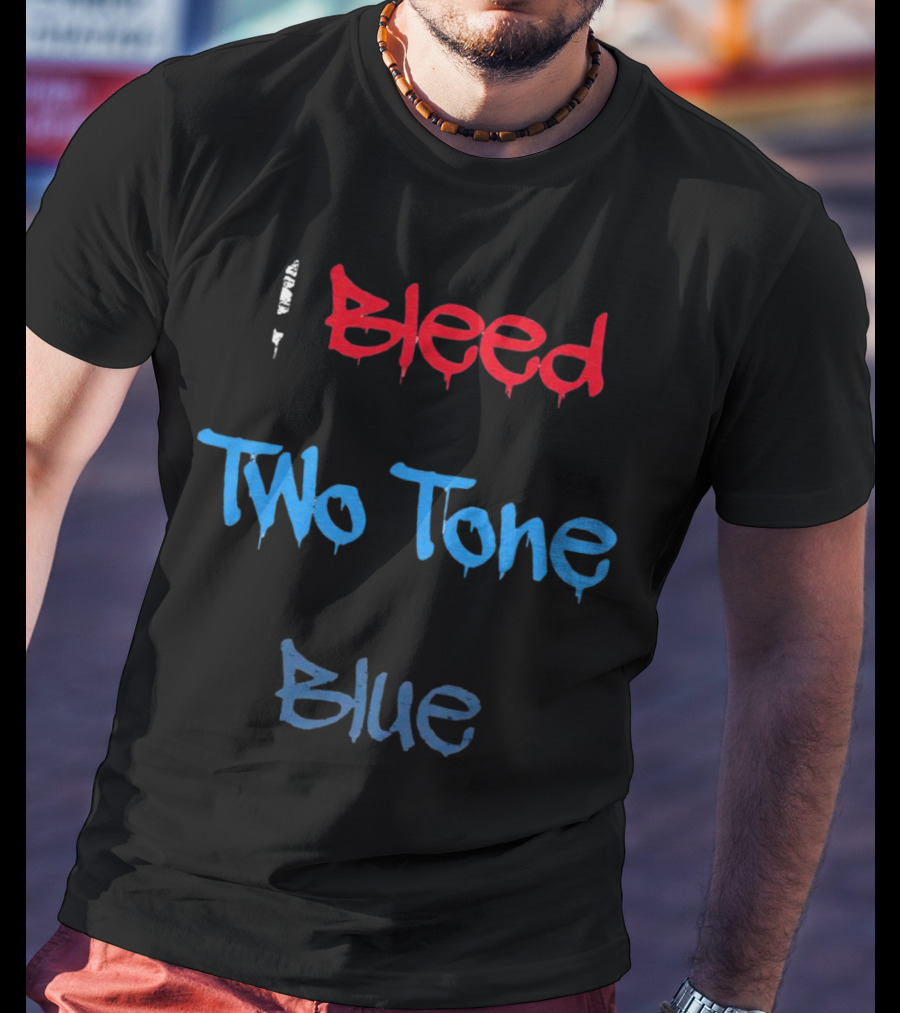 I Bleed Two Tone Blue Dripping Graffiti T-Shirt