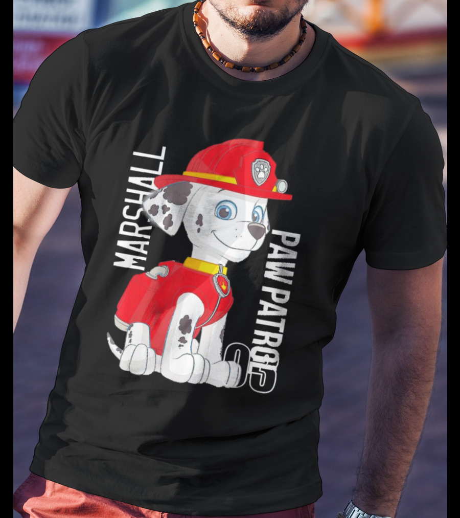 Marshal Paw Patrol Firefighter Pup With Bone Tag T-Shirt