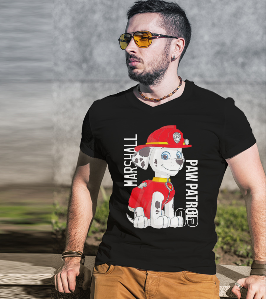 Marshal Paw Patrol Firefighter Pup With Bone Tag T-Shirt