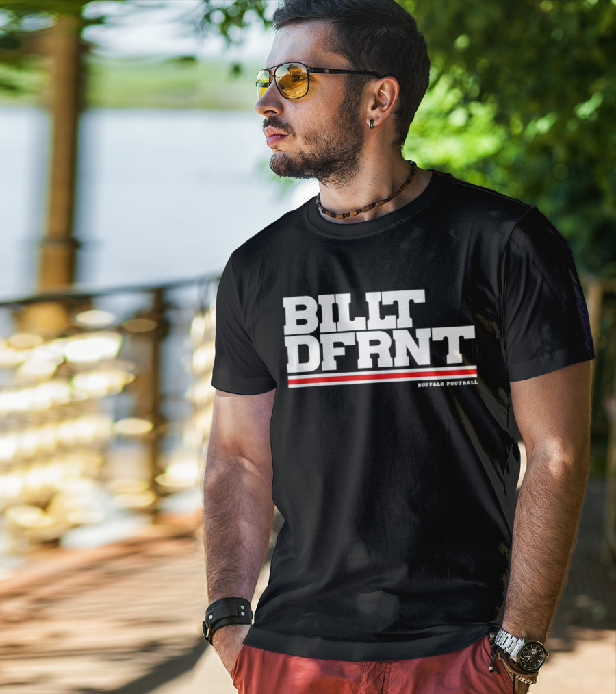 Buffalo Football Billt Dfrnt Red White Stripes T-Shirt