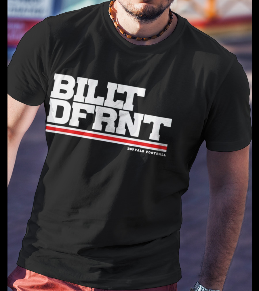 Buffalo Football Billt Dfrnt Red White Stripes T-Shirt
