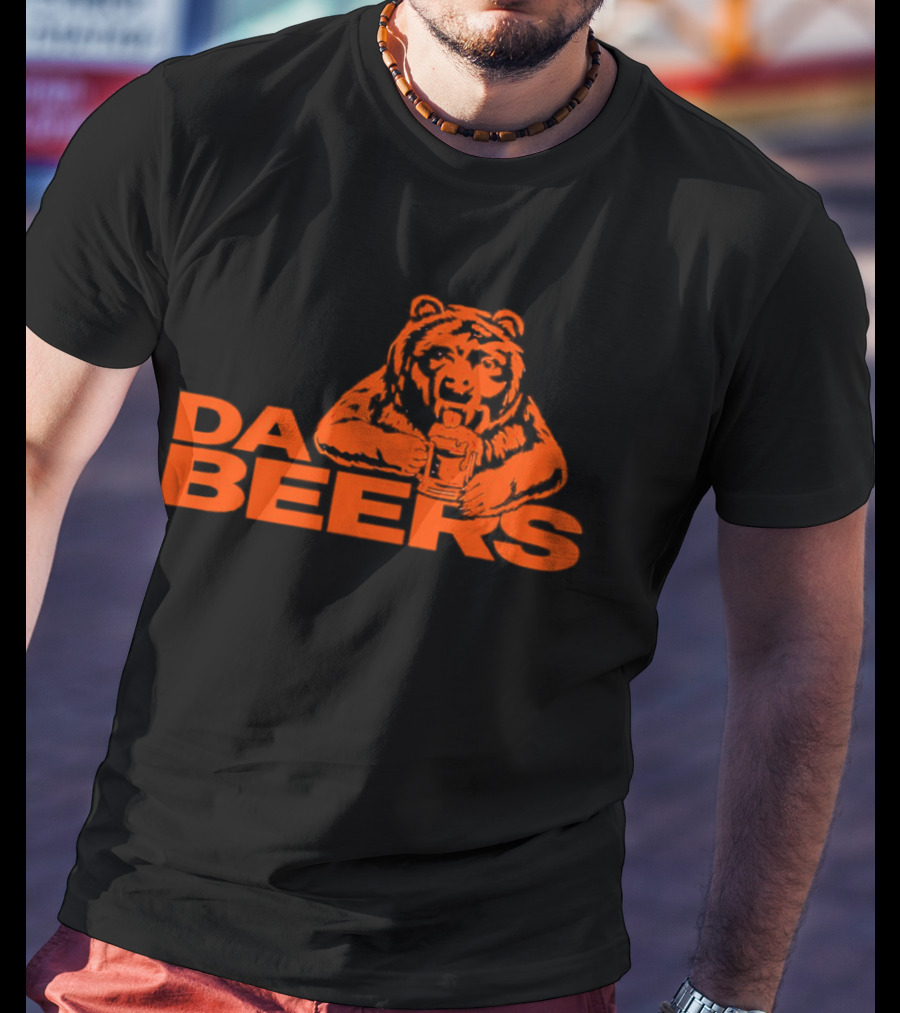 Da Beers Chicago Bears Football Beer Drinking Bear T-Shirt