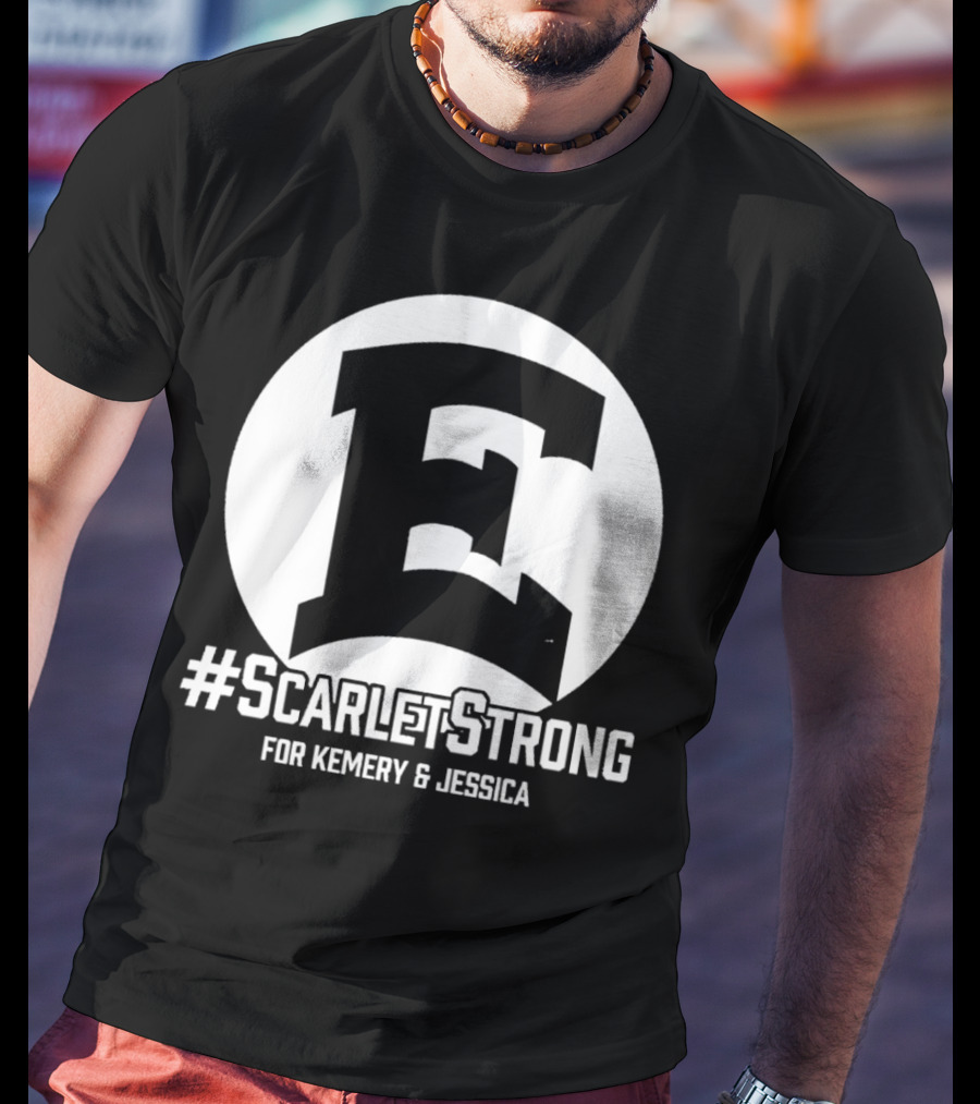 ScarletStrong For Kemery And Jessica Bold E Logo Emblem T-Shirt