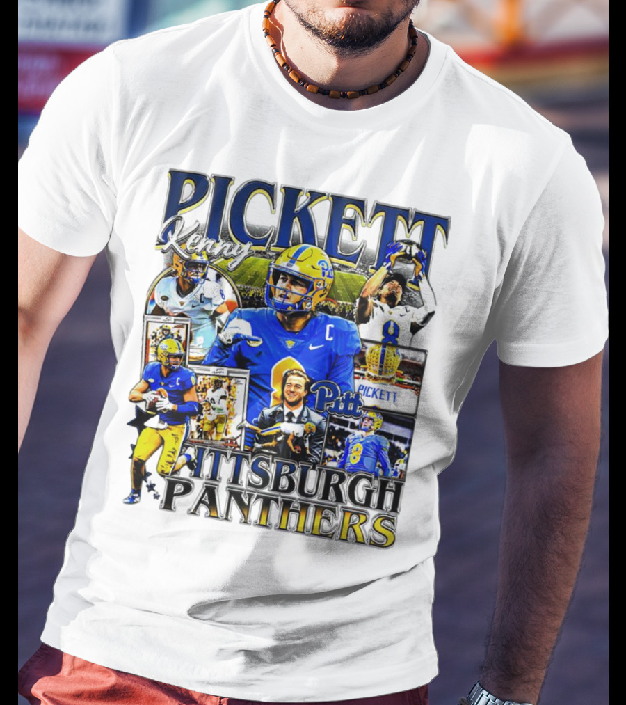 Kenny Pickett Pittsburgh Panthers Football Quarterback Action Collage T-Shirt