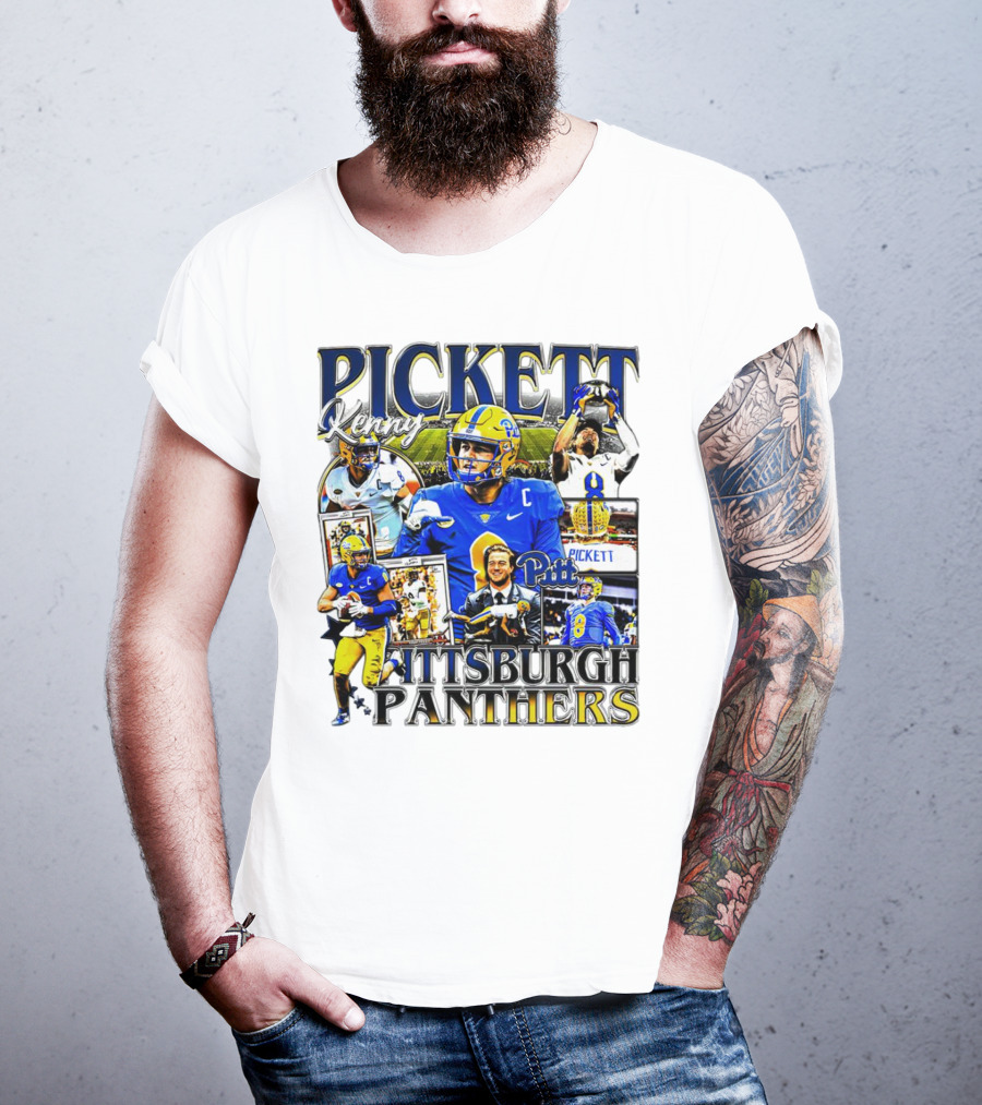 Kenny Pickett Pittsburgh Panthers Football Quarterback Action Collage T-Shirt