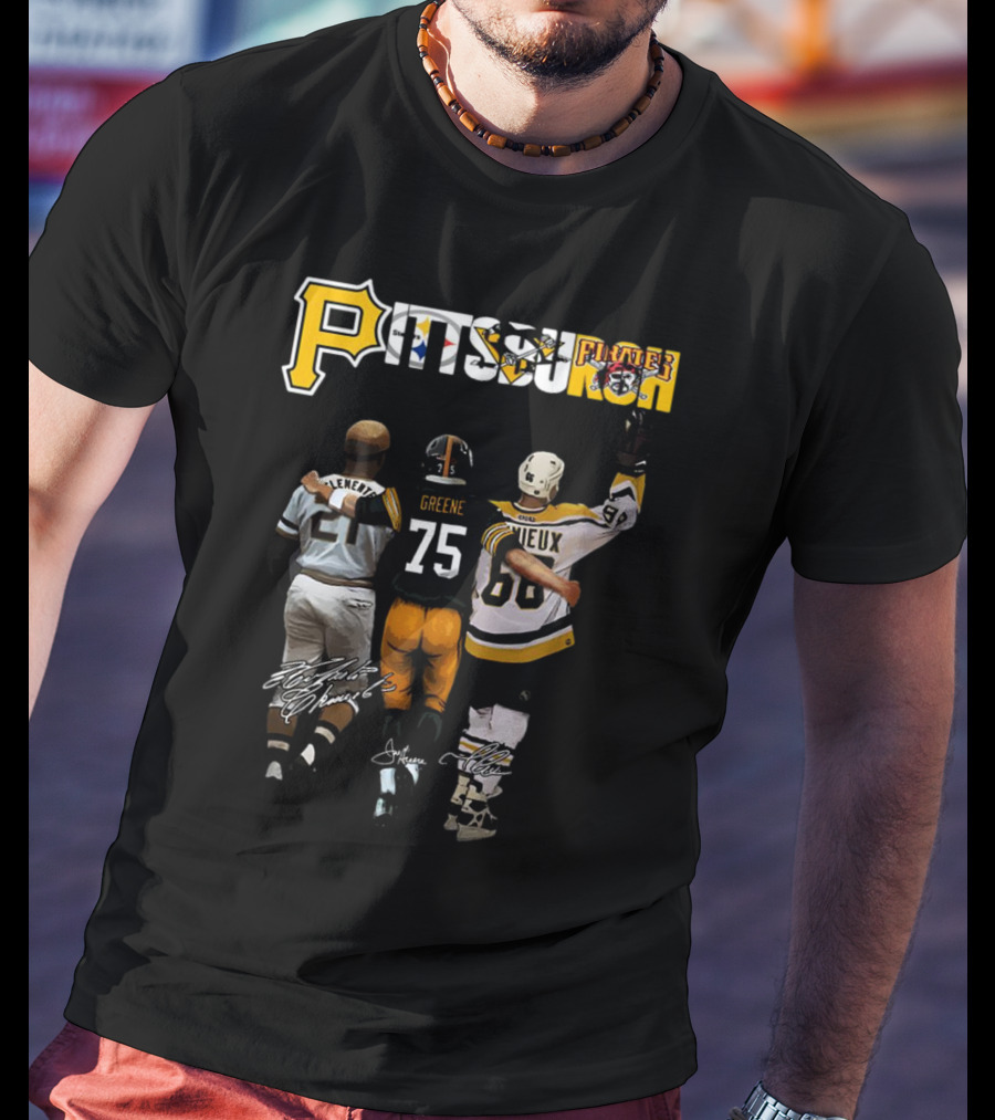 Pittsburgh Sports Legends Clemente Greene Lemieux Signatures T-Shirt