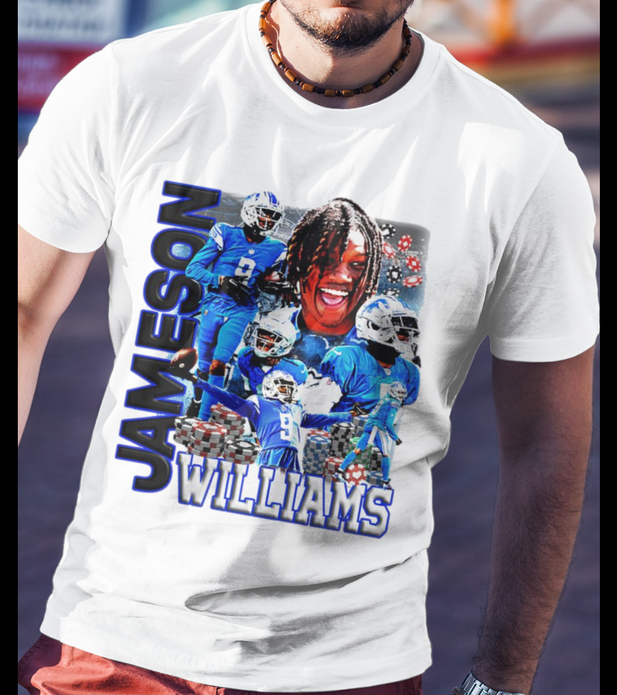 Jameson Williams Detroit Lions Football NFL Athlete Montage T-Shirt