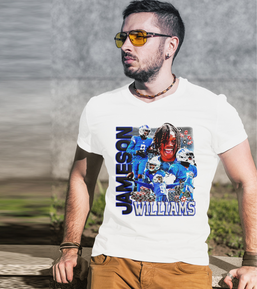 Jameson Williams Detroit Lions Football NFL Athlete Montage T-Shirt