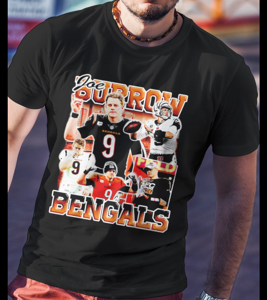 Joe Burrow Bengals Legends Number 9 Quarterback Cincinnati NFL Stars T-Shirt