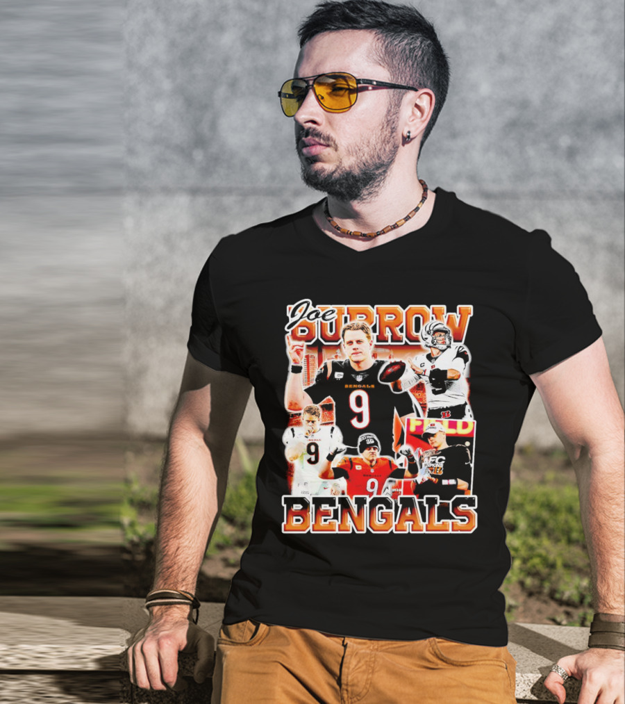 Joe Burrow Bengals Legends Number 9 Quarterback Cincinnati NFL Stars T-Shirt