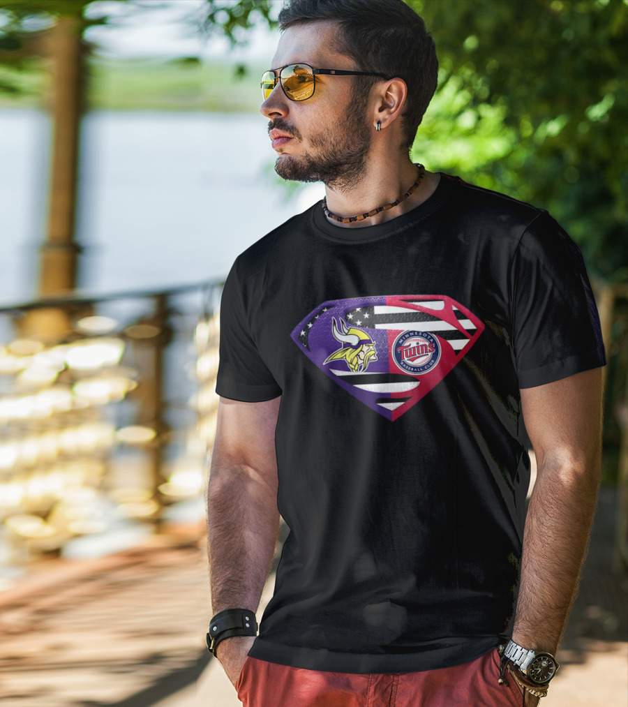 Minnesota Vikings Twins Superman Crossover Emblem T-Shirt