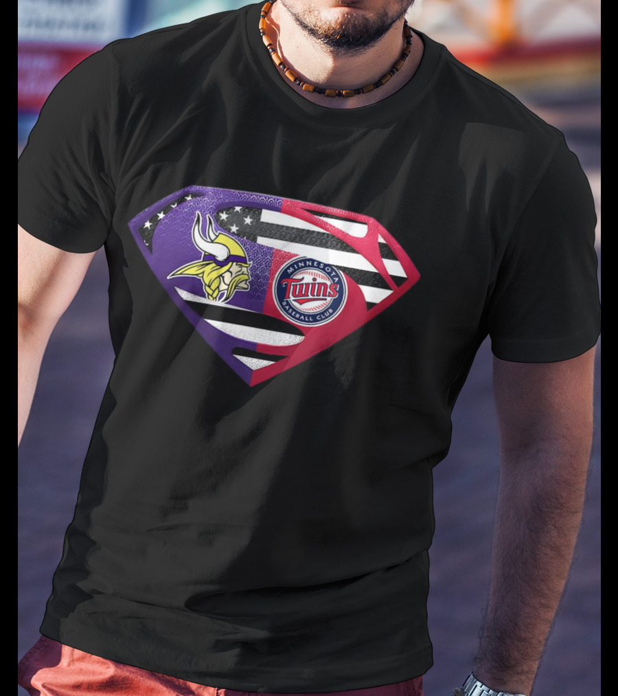 Minnesota Vikings Twins Superman Crossover Emblem T-Shirt