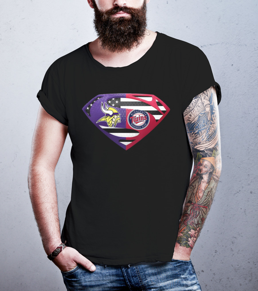 Minnesota Vikings Twins Superman Crossover Emblem T-Shirt