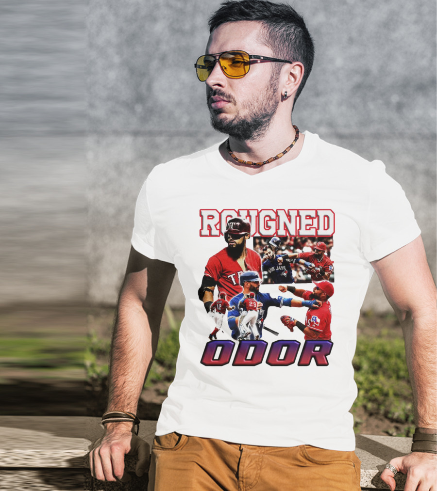 Rougned Odor Texas Blue Jays Brawl Action T-Shirt